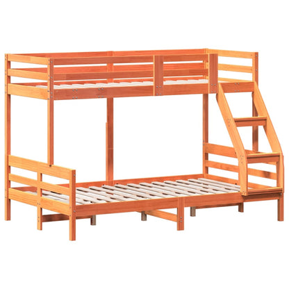 Letto a Castello 80x200/120x200 cm Marrone Cera Massello Pino | homemem39
