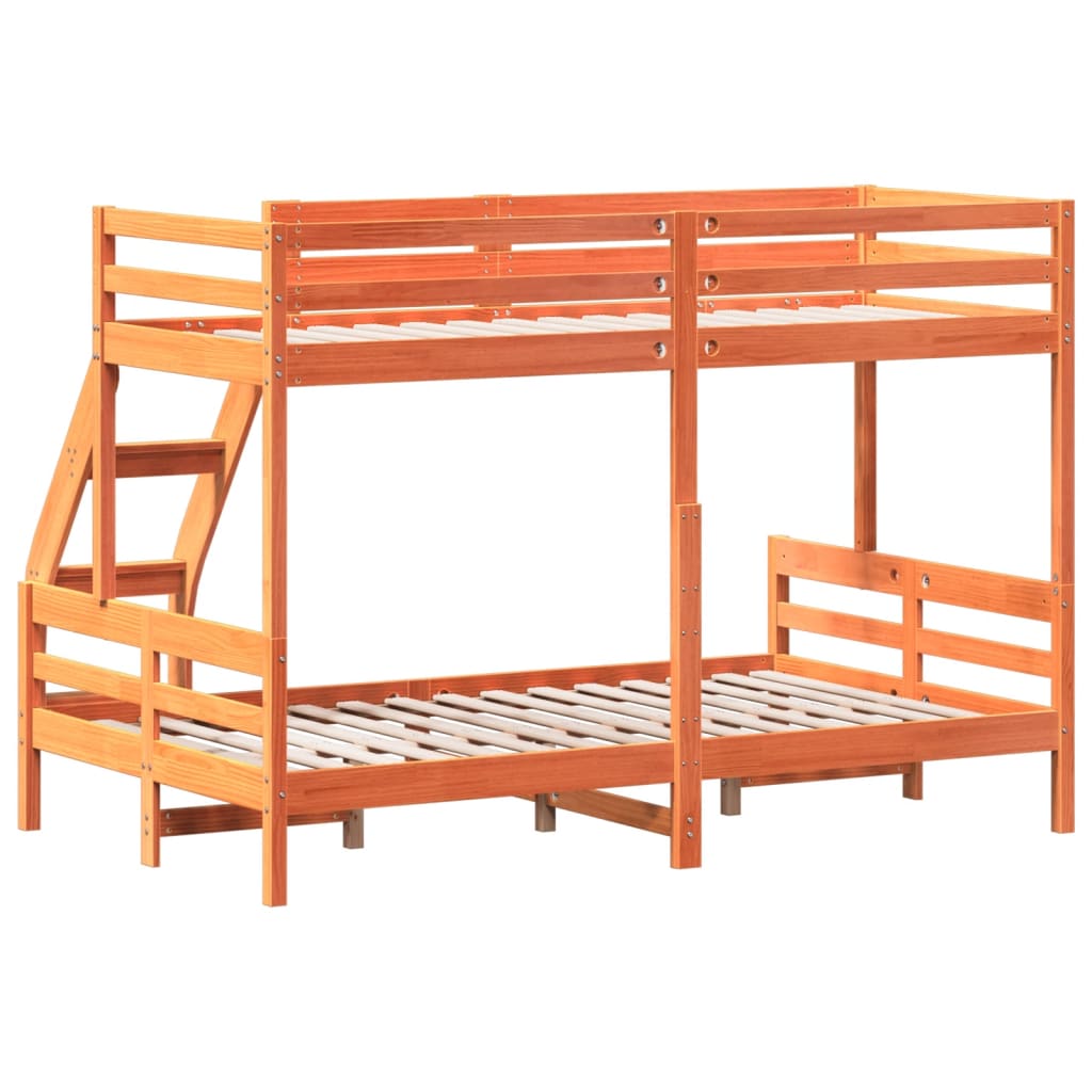 Letto a Castello 80x200/120x200 cm Marrone Cera Massello Pino | homemem39