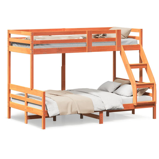 Bunk bed 90x200/120x200 cm Brown Wax Solid Pine