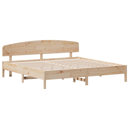 Bed frame with 200x200 cm headboard in solid pine wood