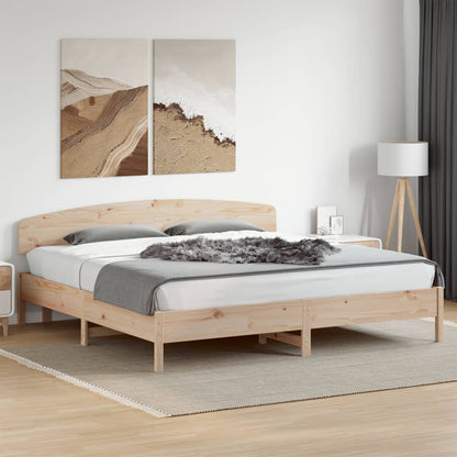 Bed frame with 200x200 cm headboard in solid pine wood