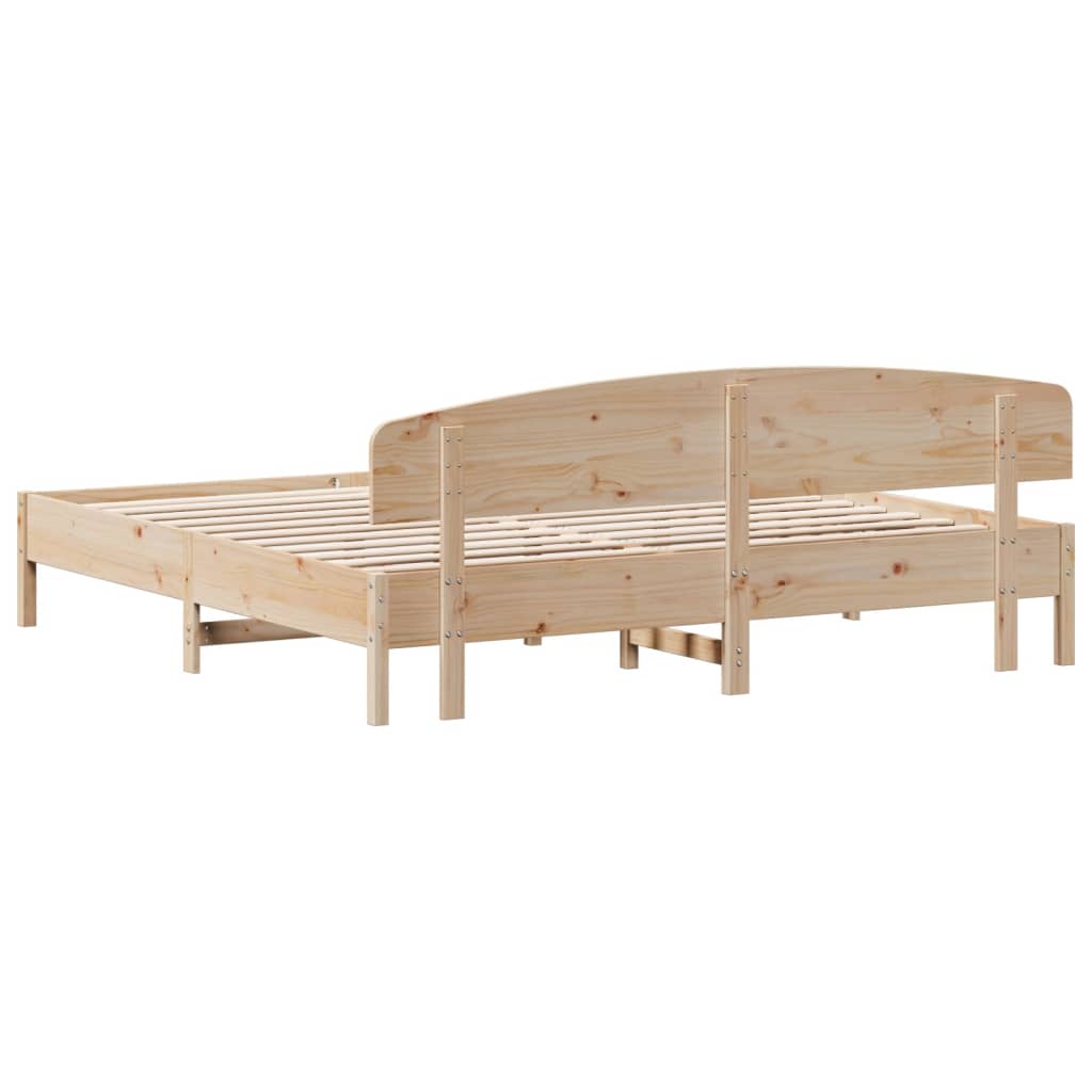 Bed frame with 200x200 cm headboard in solid pine wood