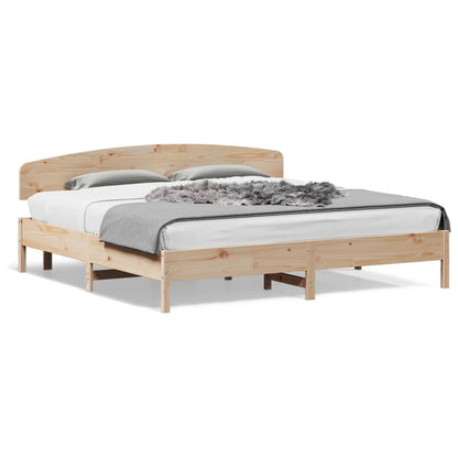 Bed frame with 200x200 cm headboard in solid pine wood