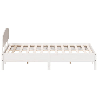 Bedframe with White Headboard 200x200 cm Solid Pine Wood