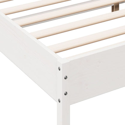 Bedframe with White Headboard 200x200 cm Solid Pine Wood