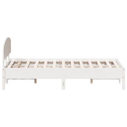 Bedframe with White Headboard 160x200 cm Solid Pine Wood