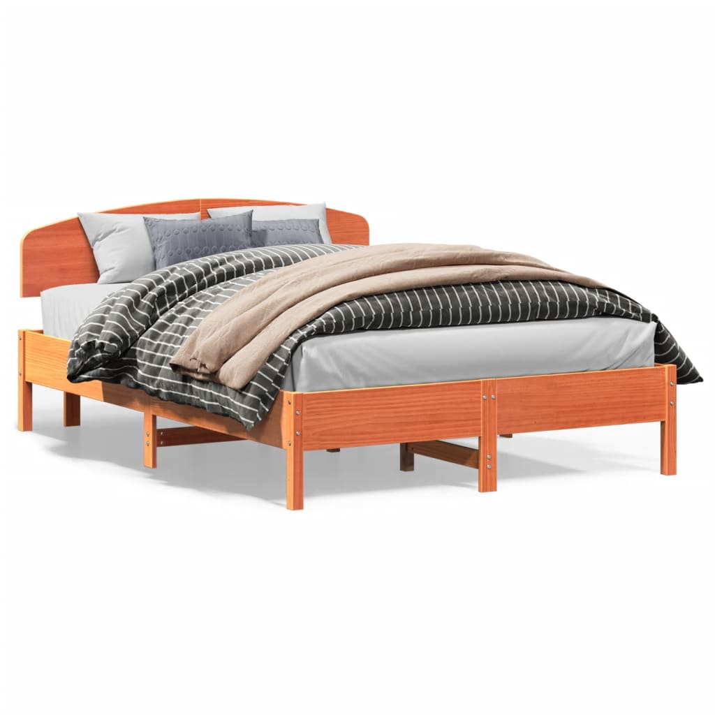 Giroletto senza Materasso Marrone Cera 160x200 cm Legno di Pino | homemem39