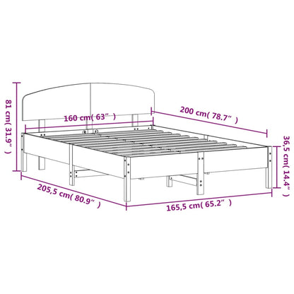 Giroletto senza Materasso Marrone Cera 160x200 cm Legno di Pino | homemem39