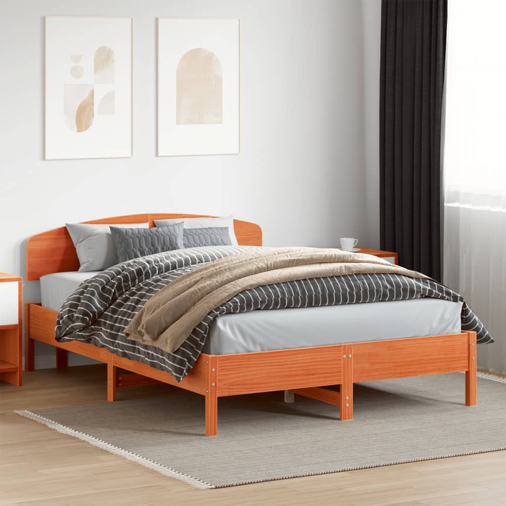 Giroletto senza Materasso Marrone Cera 160x200 cm Legno di Pino | homemem39