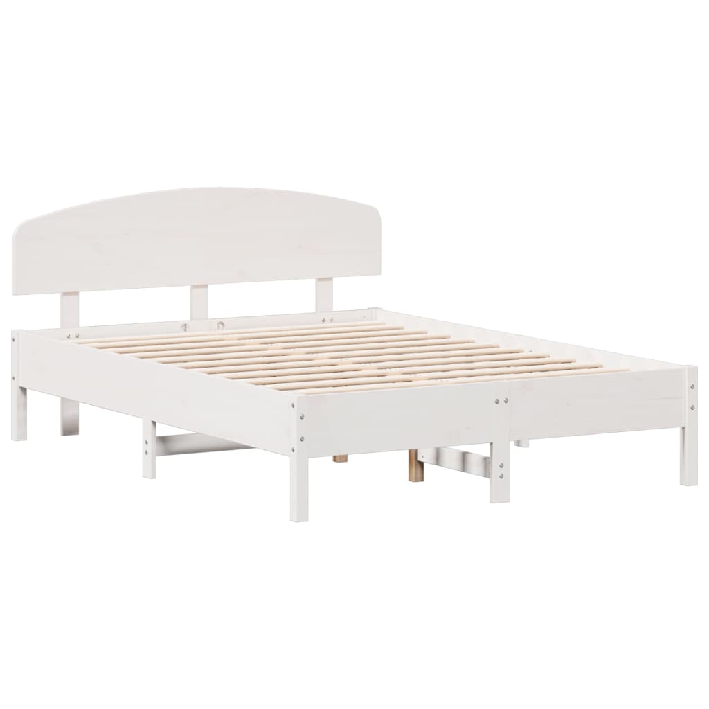 Letto senza Materasso Bianco 135x190 cm Legno Massello di Pino