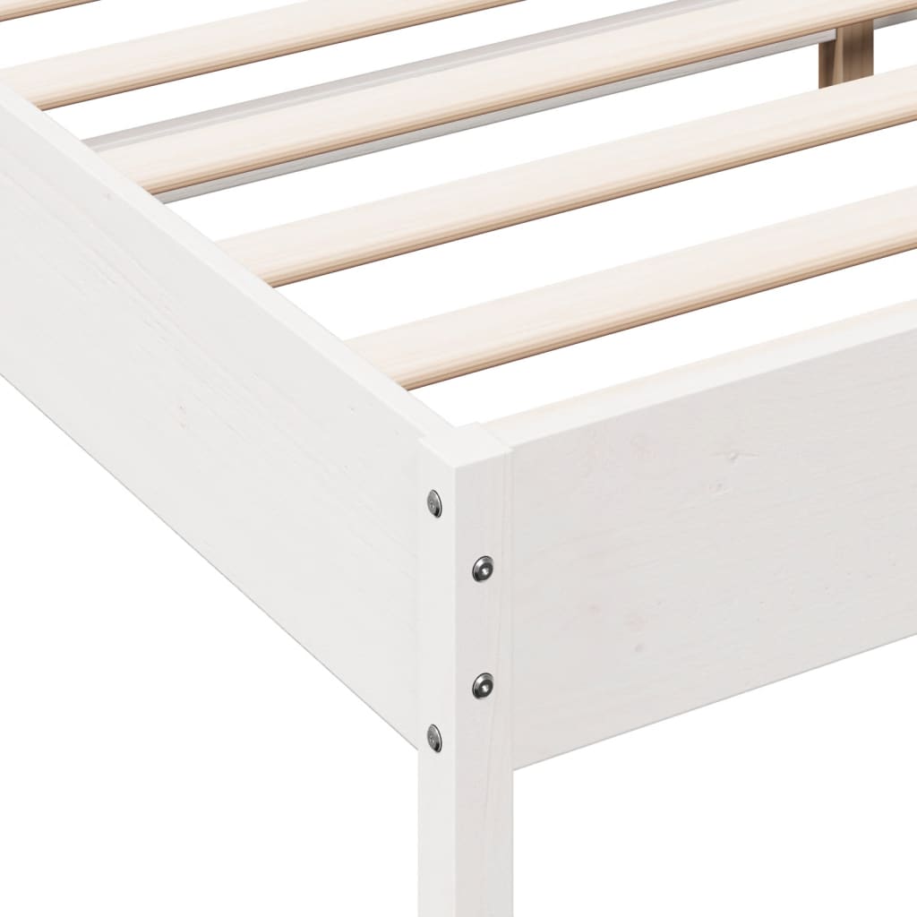 Bedframe with White Headboard 135x190 cm Solid Pine Wood