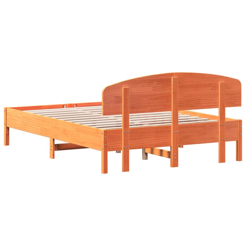 Letto senza Materasso Marrone Cera 135x190 cm in Legno di Pino | homemem39