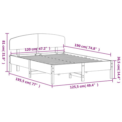 Letto senza Materasso 120x190 cm in Legno Massello di Pino