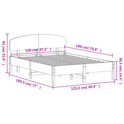 Letto senza Materasso Bianco 120x190 cm Legno Massello di Pino