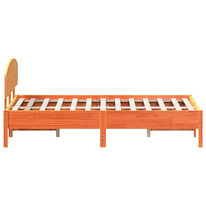 Wax Brown Bed Frame with Headboard 120x190 cm Solid Pine