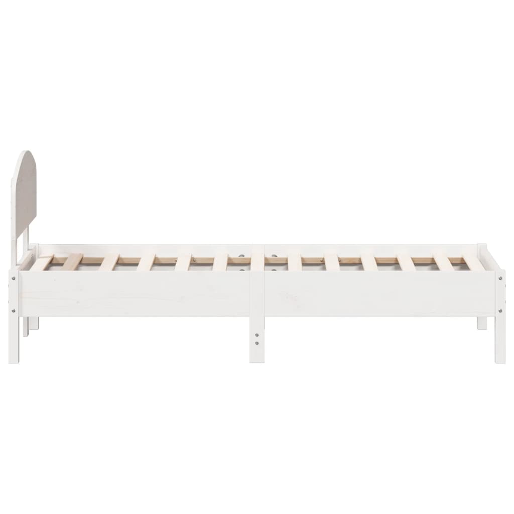 Giroletto con Testiera Bianco 90x190 cm Legno Massello di Pino - homemem39