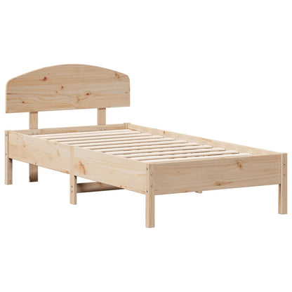 Bed frame with headboard 75x190 cm in solid pine wood