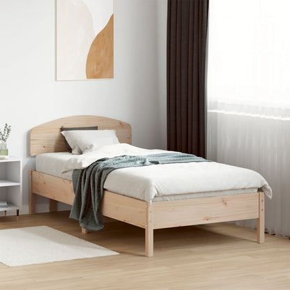 Bed frame with headboard 75x190 cm in solid pine wood