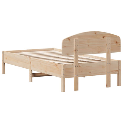 Bed frame with headboard 75x190 cm in solid pine wood