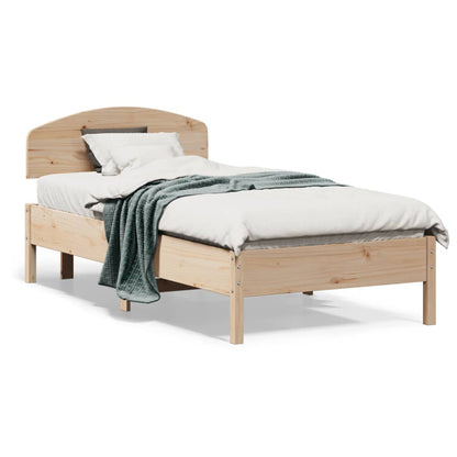 Bed frame with headboard 75x190 cm in solid pine wood