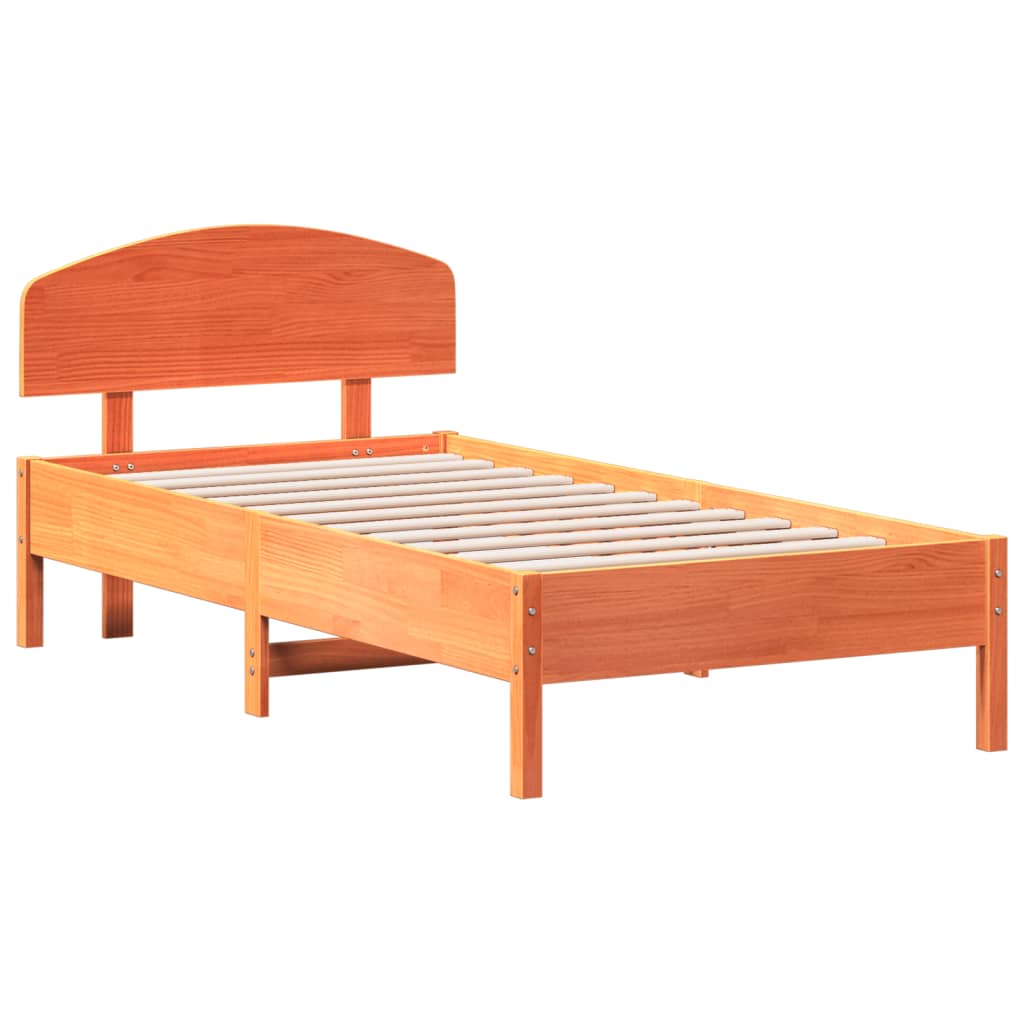 Letto senza Materasso Marrone Cera 75x190 cm in Legno di Pino