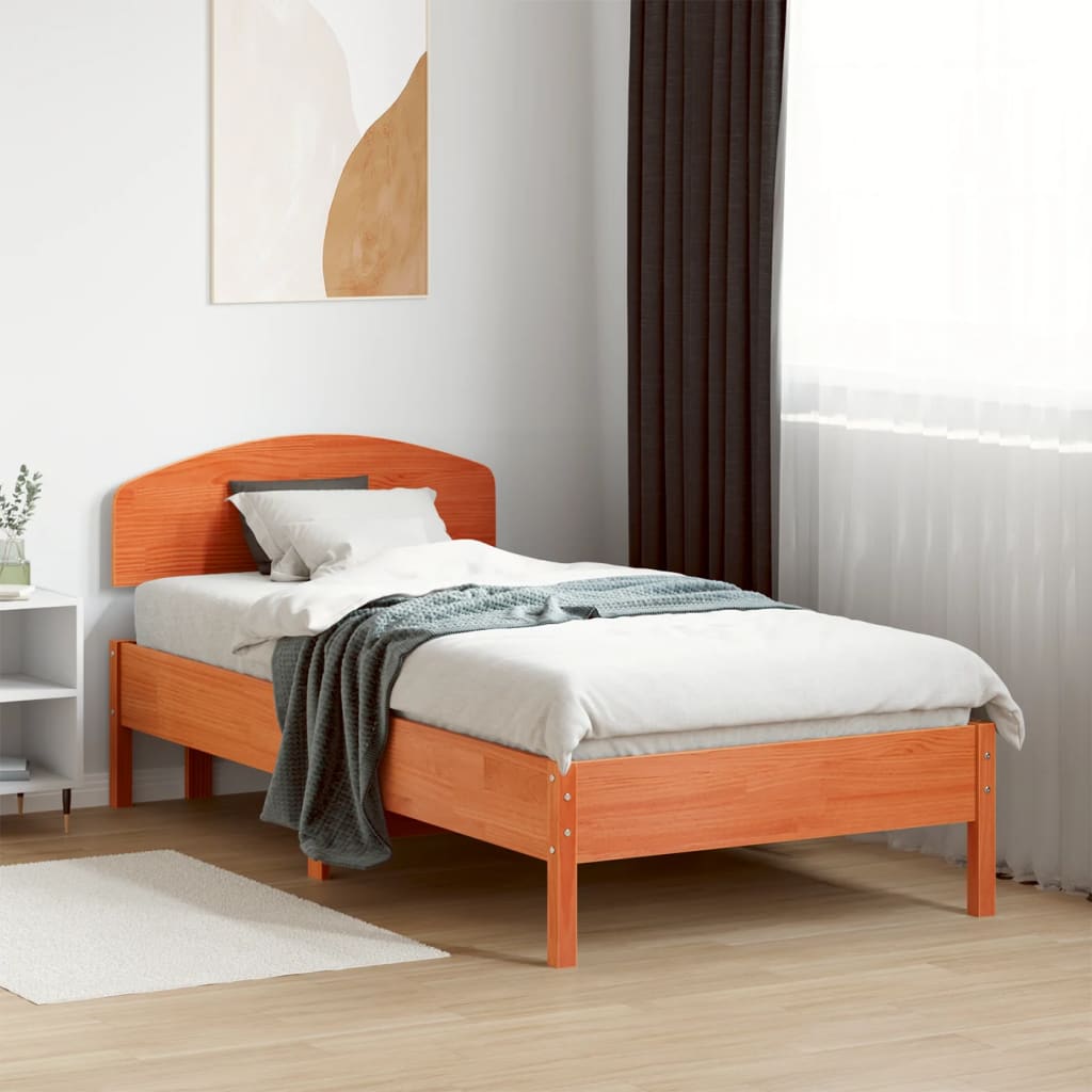 Letto senza Materasso Marrone Cera 75x190 cm in Legno di Pino