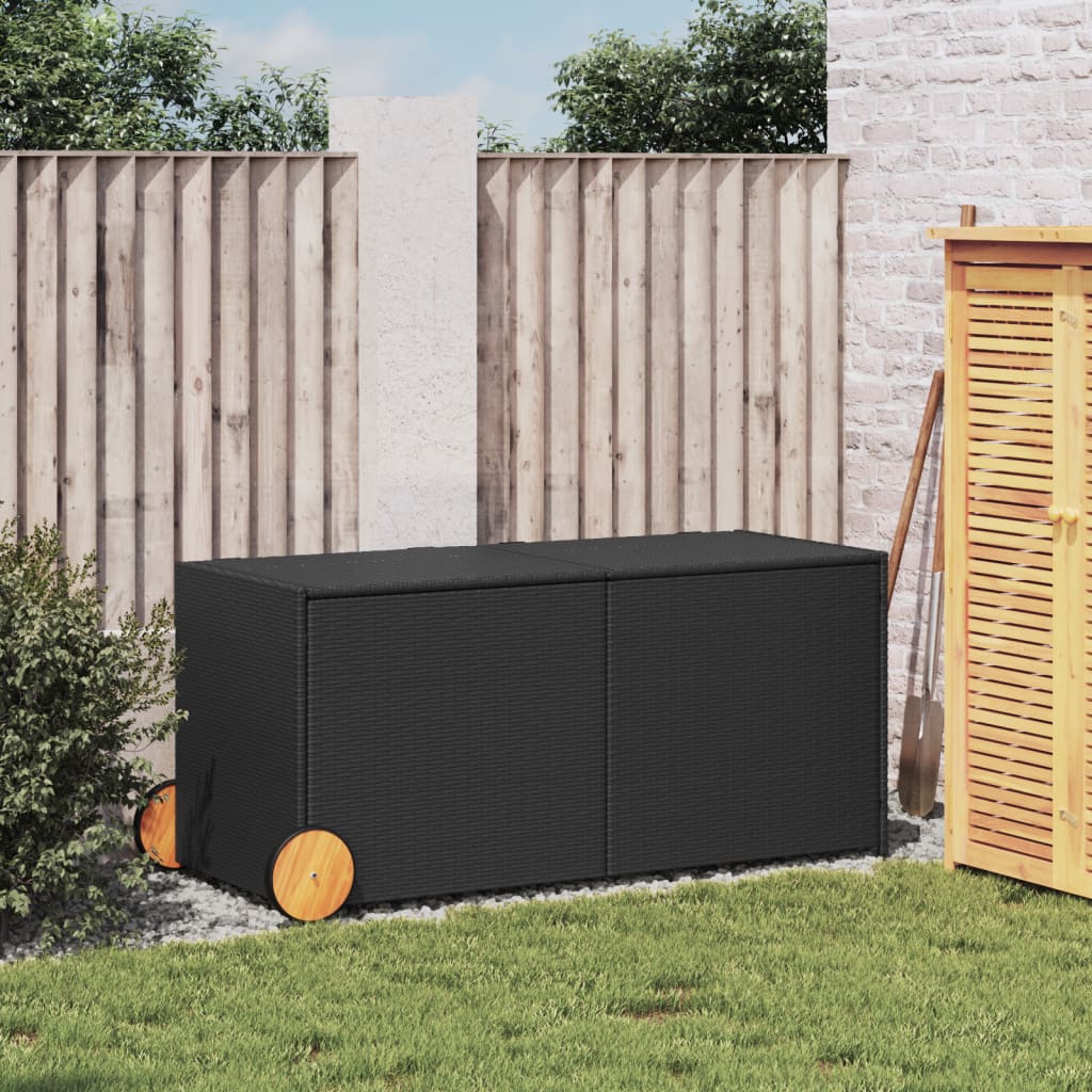 Contenitore da Giardino con Ruote Nero 283L in Polyrattan