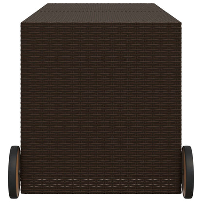 Contenitore da Giardino con Ruote Marrone 283L in Polyrattan - homemem39