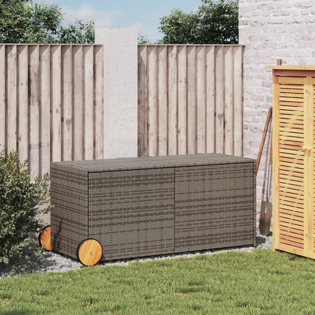 Contenitore da Giardino con Ruote Grigio 283L in Polyrattan