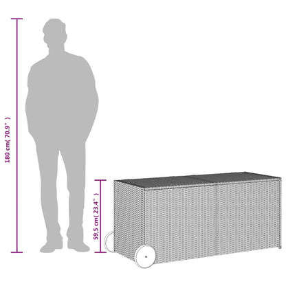 Contenitore da Giardino con Ruote Grigio 283L in Polyrattan