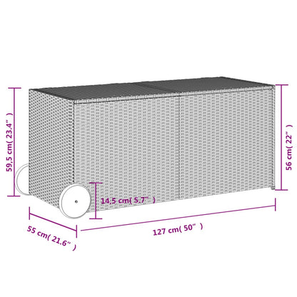 Contenitore da Giardino con Ruote Grigio 283L in Polyrattan