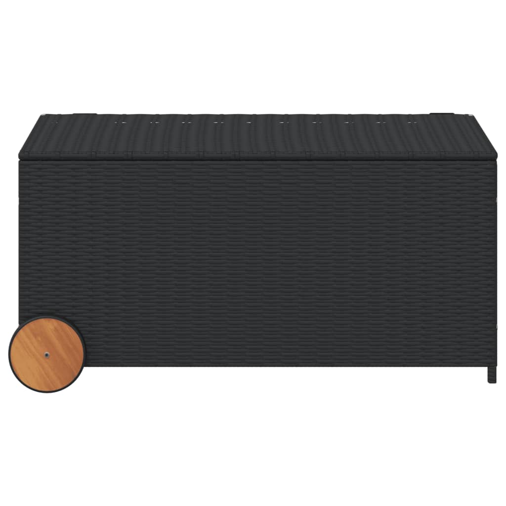 Contenitore da Giardino con Ruote Nero 190L in Polyrattan