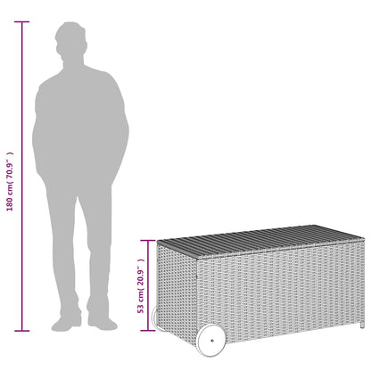 Contenitore da Giardino con Ruote Nero 190L in Polyrattan - homemem39