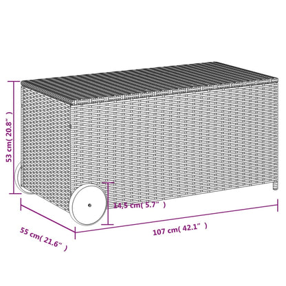 Contenitore da Giardino con Ruote Nero 190L in Polyrattan