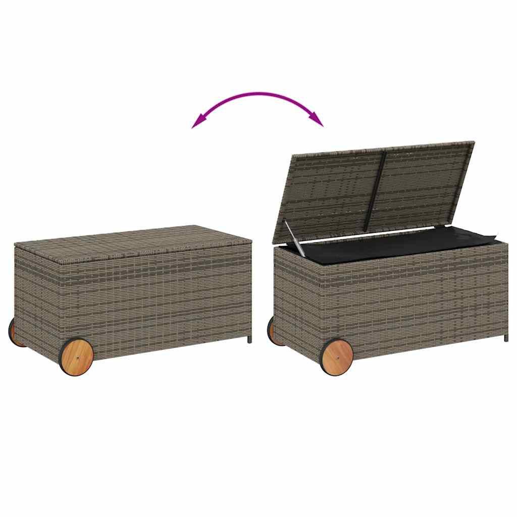 Contenitore da Giardino con Ruote Grigio 190L in Polyrattan - homemem39