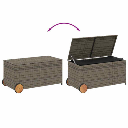 Contenitore da Giardino con Ruote Grigio 190L in Polyrattan - homemem39