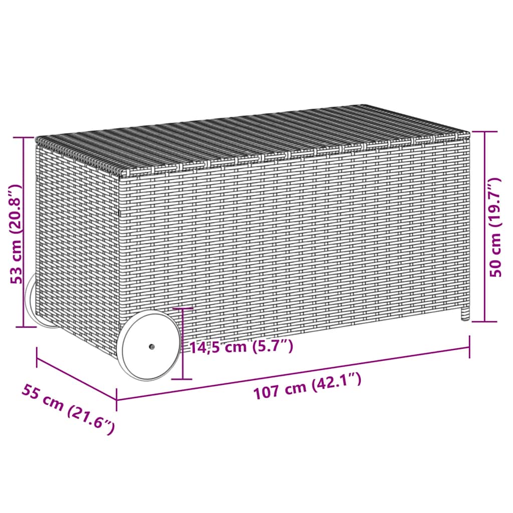 Contenitore da Giardino con Ruote Grigio 190L in Polyrattan - homemem39