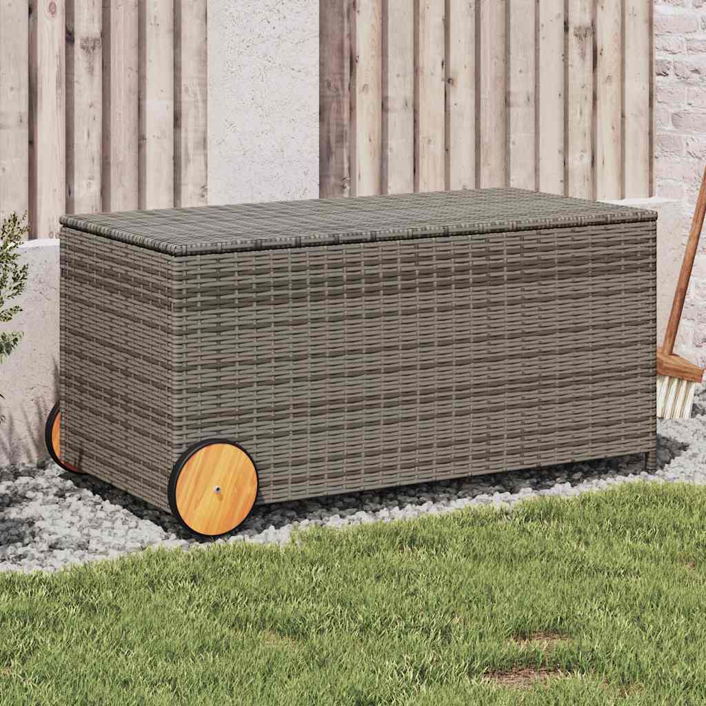Contenitore da Giardino con Ruote Grigio 190L in Polyrattan - homemem39