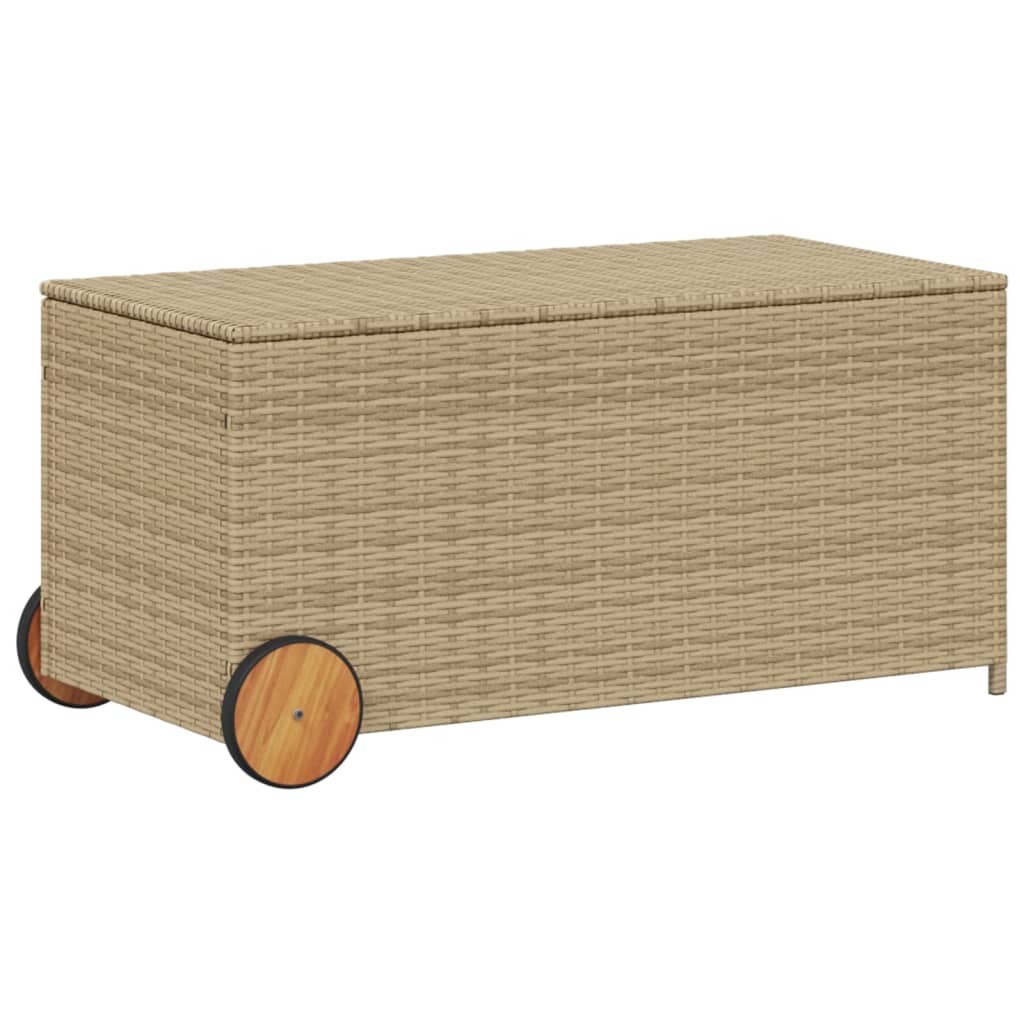 Contenitore da Giardino con Ruote Beige Misto 190L Polyrattan - homemem39