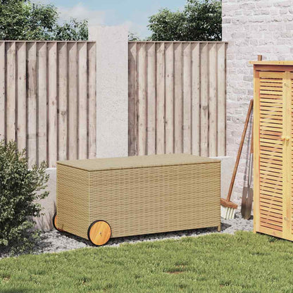Contenitore da Giardino con Ruote Beige Misto 190L Polyrattan | homemem39