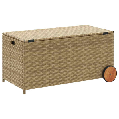 Contenitore da Giardino con Ruote Beige Misto 190L Polyrattan