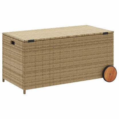 Contenitore da Giardino con Ruote Beige Misto 190L Polyrattan - homemem39