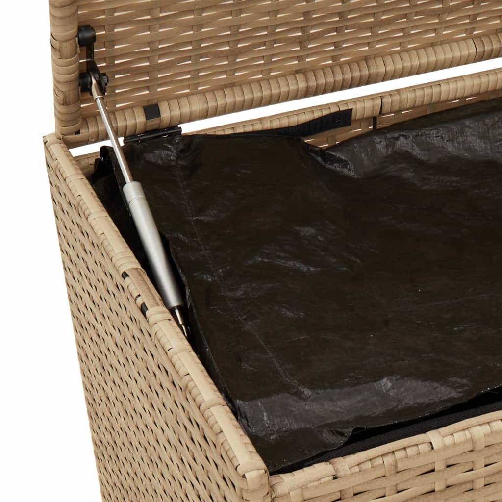 Contenitore da Giardino con Ruote Beige Misto 190L Polyrattan - homemem39