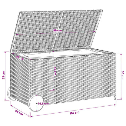 Contenitore da Giardino con Ruote Beige Misto 190L Polyrattan
