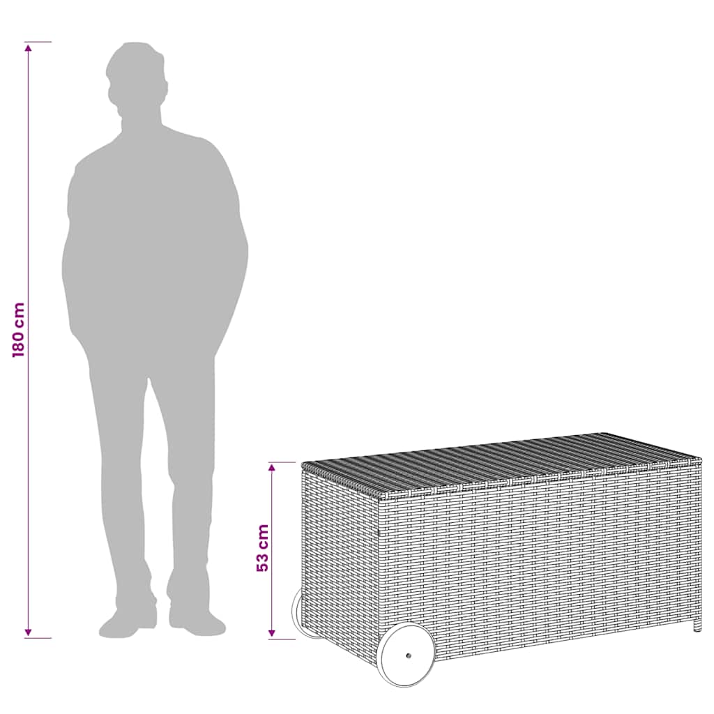 Contenitore da Giardino con Ruote Beige Misto 190L Polyrattan | homemem39