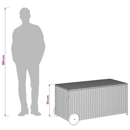 Contenitore da Giardino con Ruote Beige Misto 190L Polyrattan | homemem39