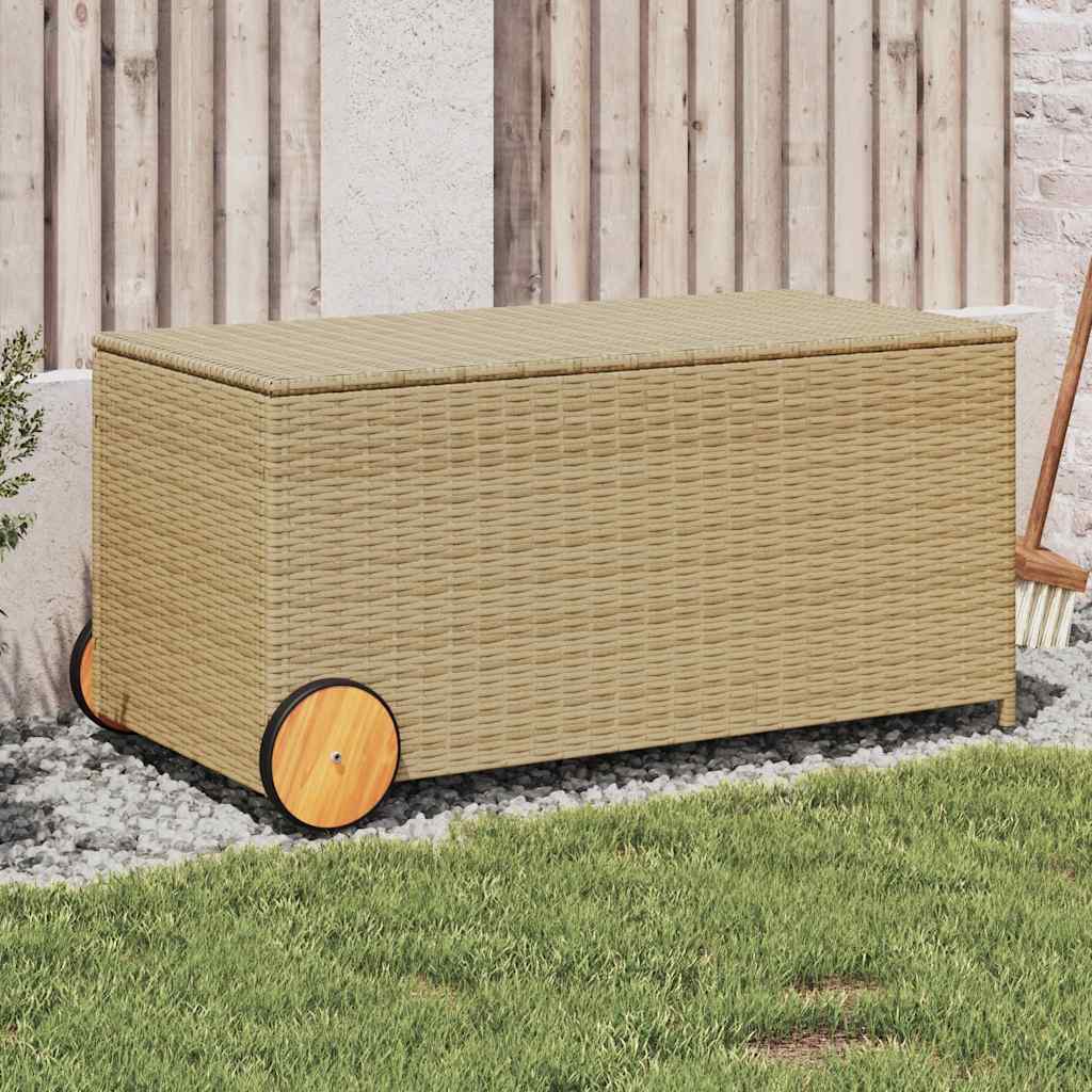 Contenitore da Giardino con Ruote Beige Misto 190L Polyrattan | homemem39