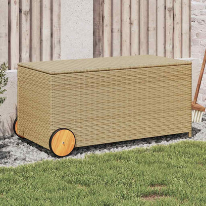 Contenitore da Giardino con Ruote Beige Misto 190L Polyrattan | homemem39