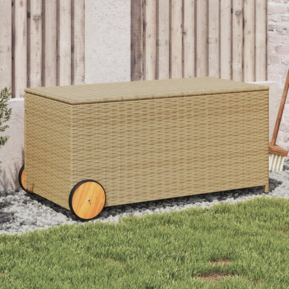 Contenitore da Giardino con Ruote Beige Misto 190L Polyrattan - homemem39