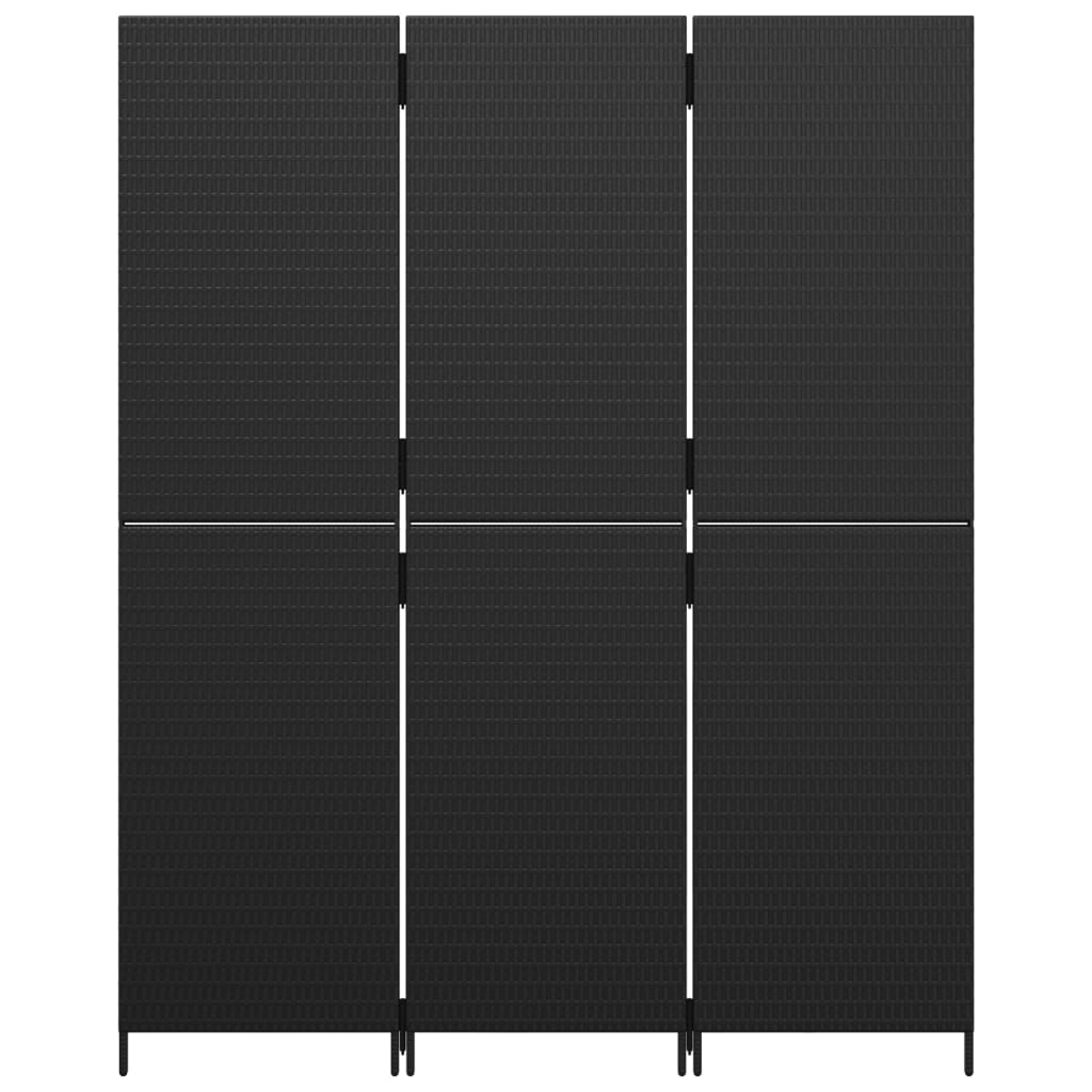 Divisorio per Ambienti a 3 Pannelli Nero in Polyrattan | homemem39